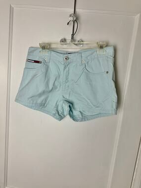 Vintage Tommy Hilfiger Shorts Women's 11 Light Blue Y2K 90s Low Rise Short Mini